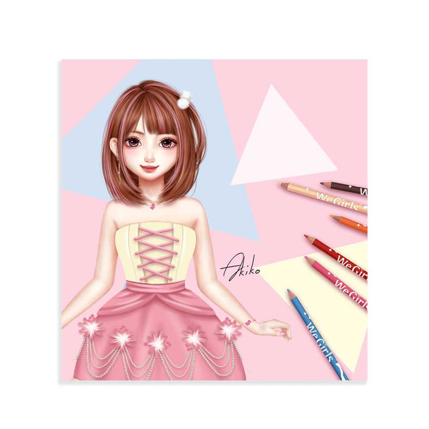 WeGirls Akiko character coloring page - finished 3D art example