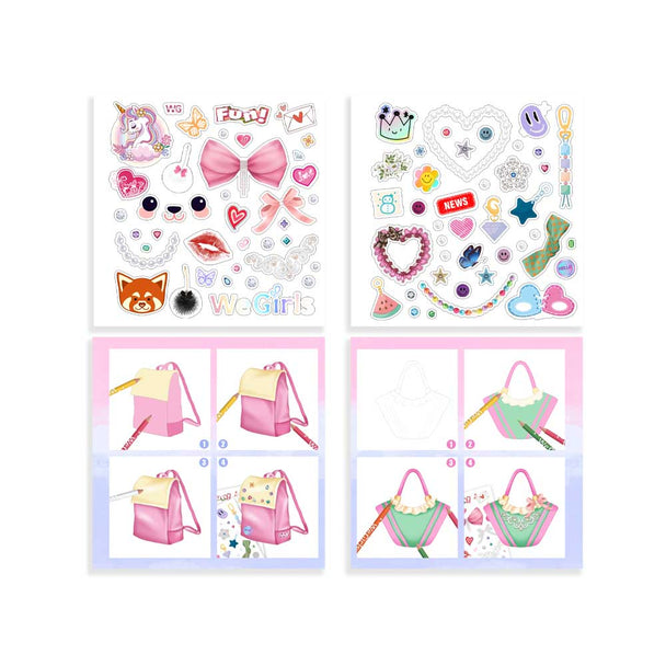 WeGirls bag design stickers - decorative accessories and coloring guide
