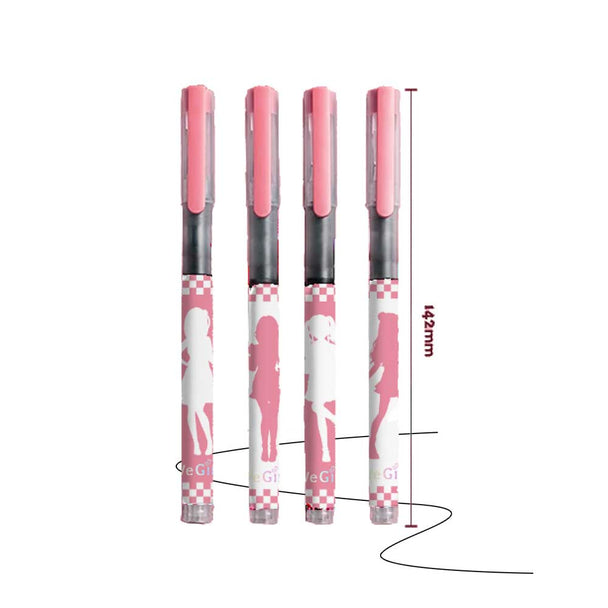 WeGirls 4-piece gel pen set with smooth black ink - cute character design writing tools for students