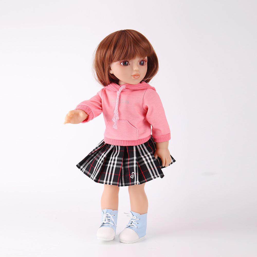 Akiko doll turning head in professional makeup artist observation pose