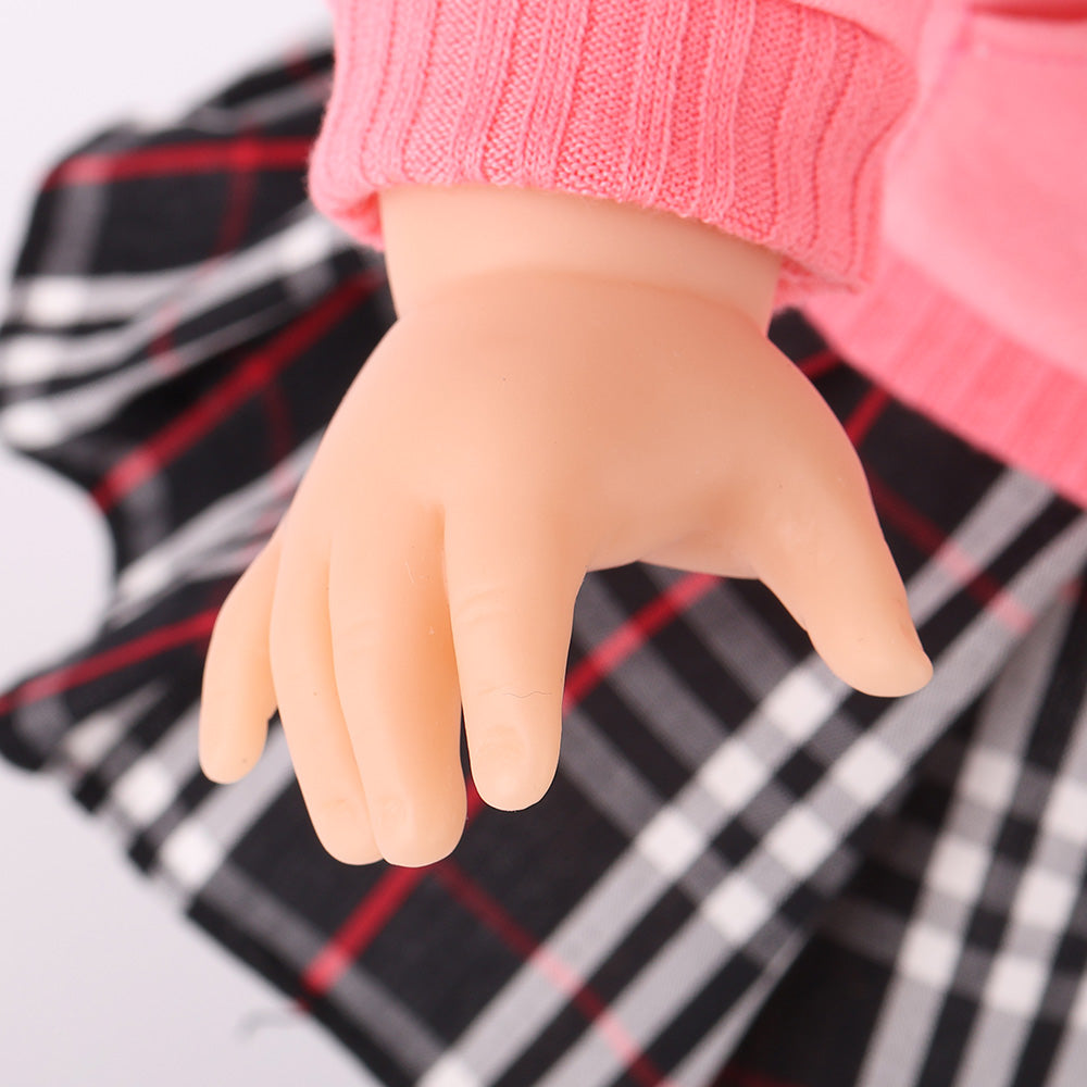 Close-up of Akiko doll's articulated hands shaped for professional makeup tool holding gestures