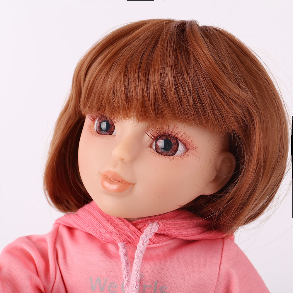 Side face close-up highlighting Akiko doll's chic short hairstyle and facial profile