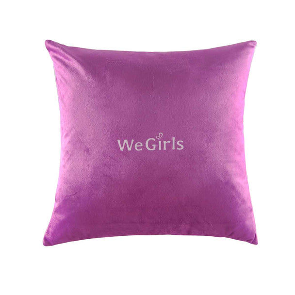 Back side design of the WeGirls purple pillow