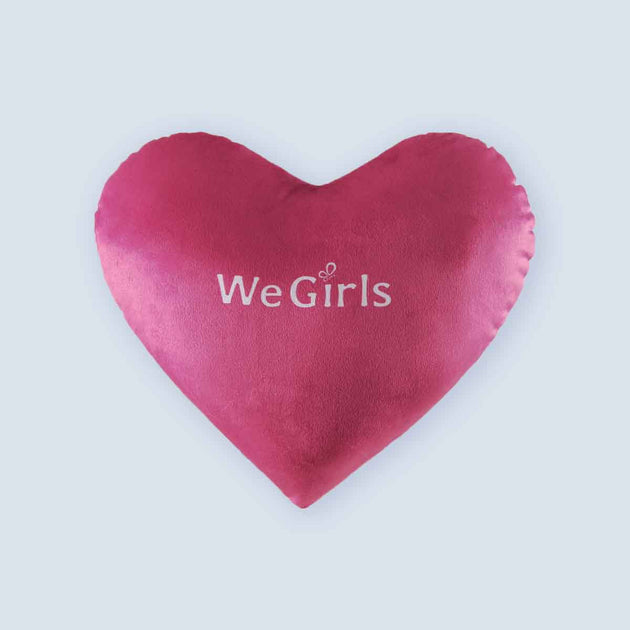 Back side design of the WeGirls blue heart pillow