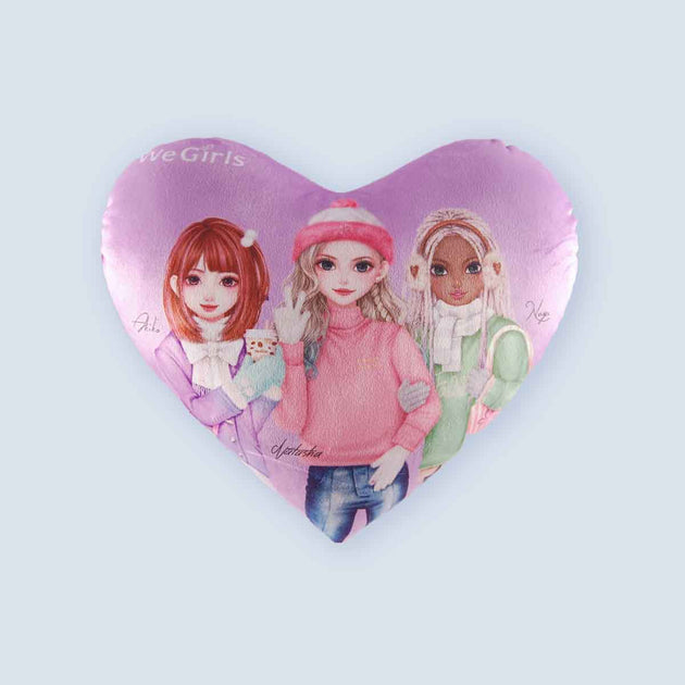 WeGirls trio best friends purple heart pillow front view