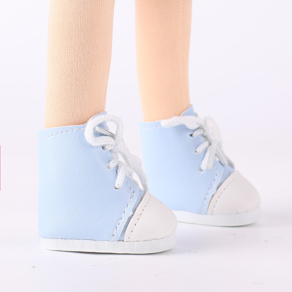 Akiko doll's removable blue casual shoes - easy to take on and off