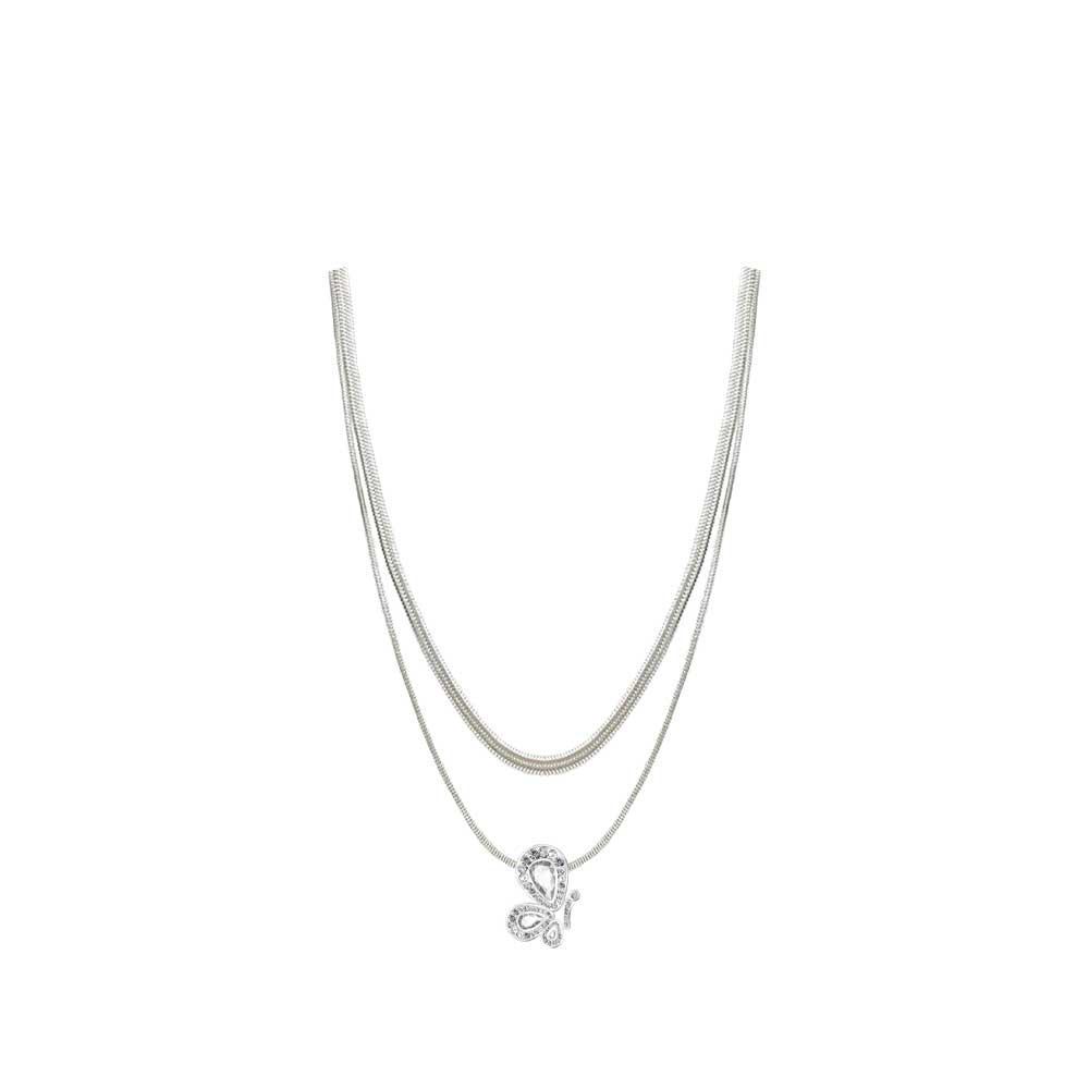WeGirls double strand crystal necklace - elegant butterfly pendant jewelry for girls