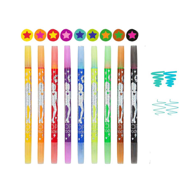 WeGirls dual-tip markers 9 bright colors set - vibrant easy-blend art supplies for children's painting and DIY crafts
