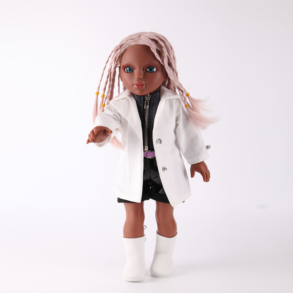 Naya doll in a friendly waving pose, demonstrating the articulated arm movement of the collectible fashion doll.