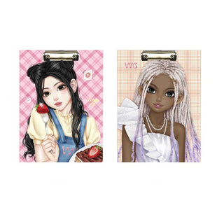 WeGirls portable clipboard with cute girl design - hardcover writing board with folder holder for school students