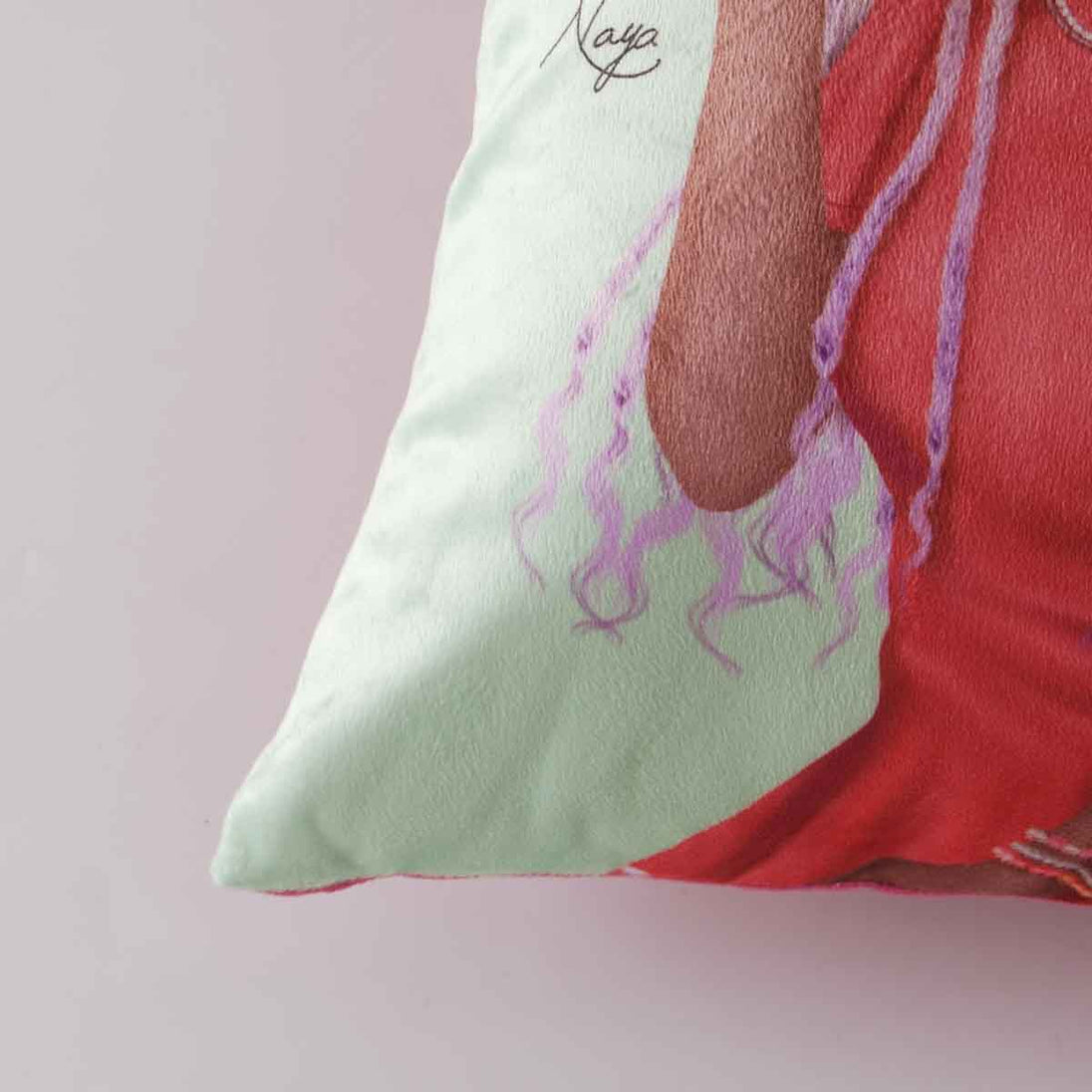 Close-up detail of the back pattern on WeGirls duo pillow