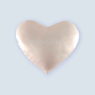Detail of the heart shape pillow design showing full curves