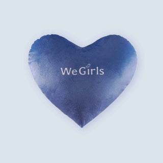 Back side design of the WeGirls blue heart pillow
