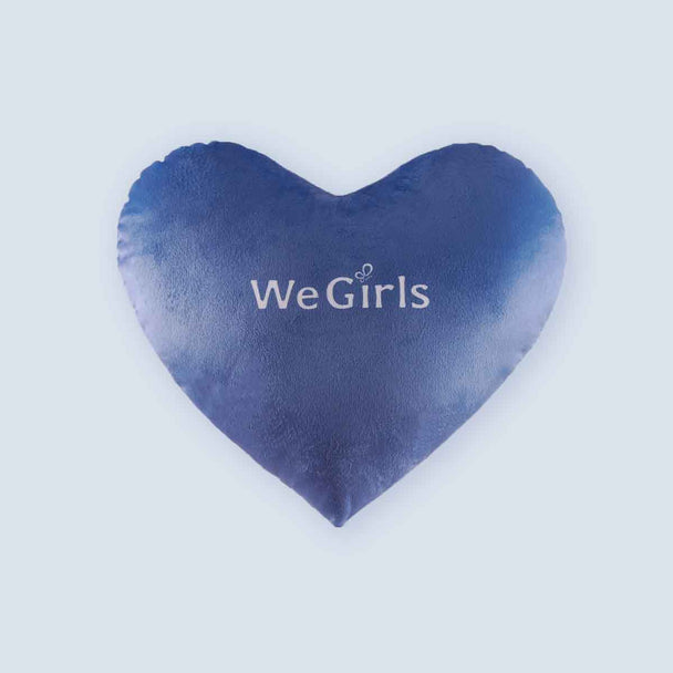 Back side design of the WeGirls blue heart pillow