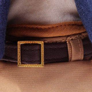 Close-up detail of the removable waist belt on Lucy doll's outfit