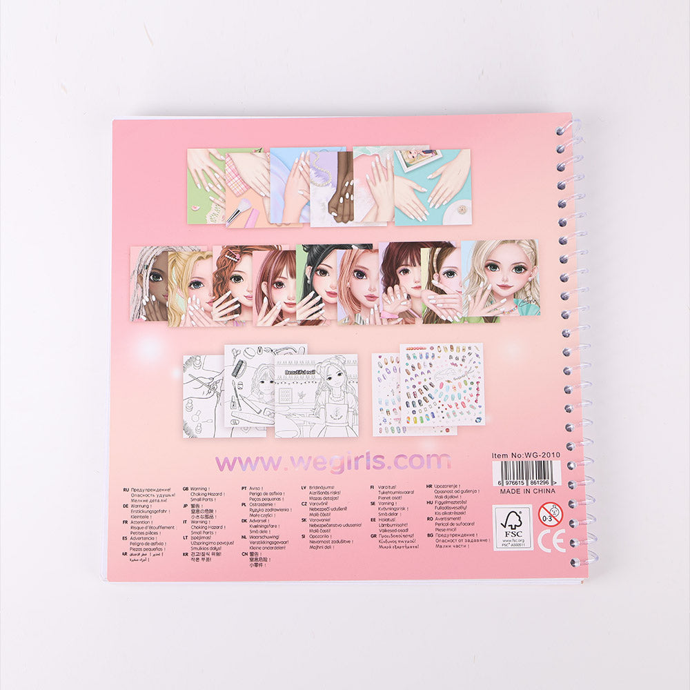 Back Cover of WeGirls Nail Art Coloring Book - Fun & Educational Activity for Children's Creativity Development