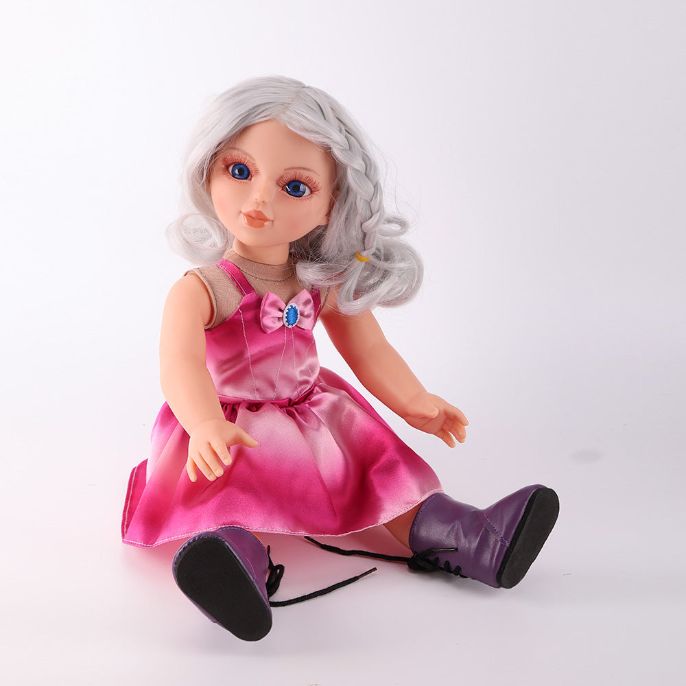 Natasha doll in a sitting position, demonstrating a ballet stretch or resting pose with stable balance