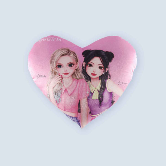 WeGirls Natasha and Wanru heart shape pink pillow front view