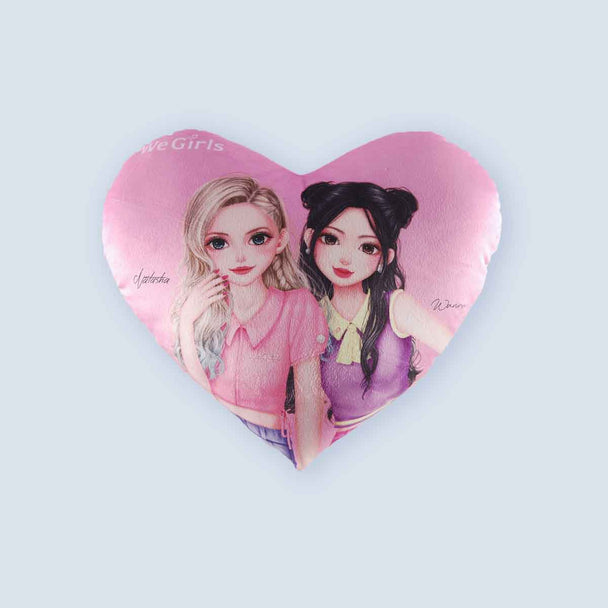 WeGirls Natasha and Wanru heart shape pink pillow front view