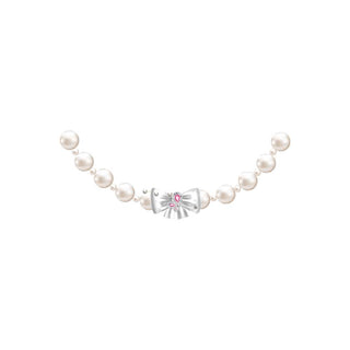 WeGirls white pearl performance necklace - elegant bow accent for stage costumes and formal events