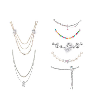 WeGirls girls' layered necklace set - elegant pearl & crystal designs in single/double strand styles