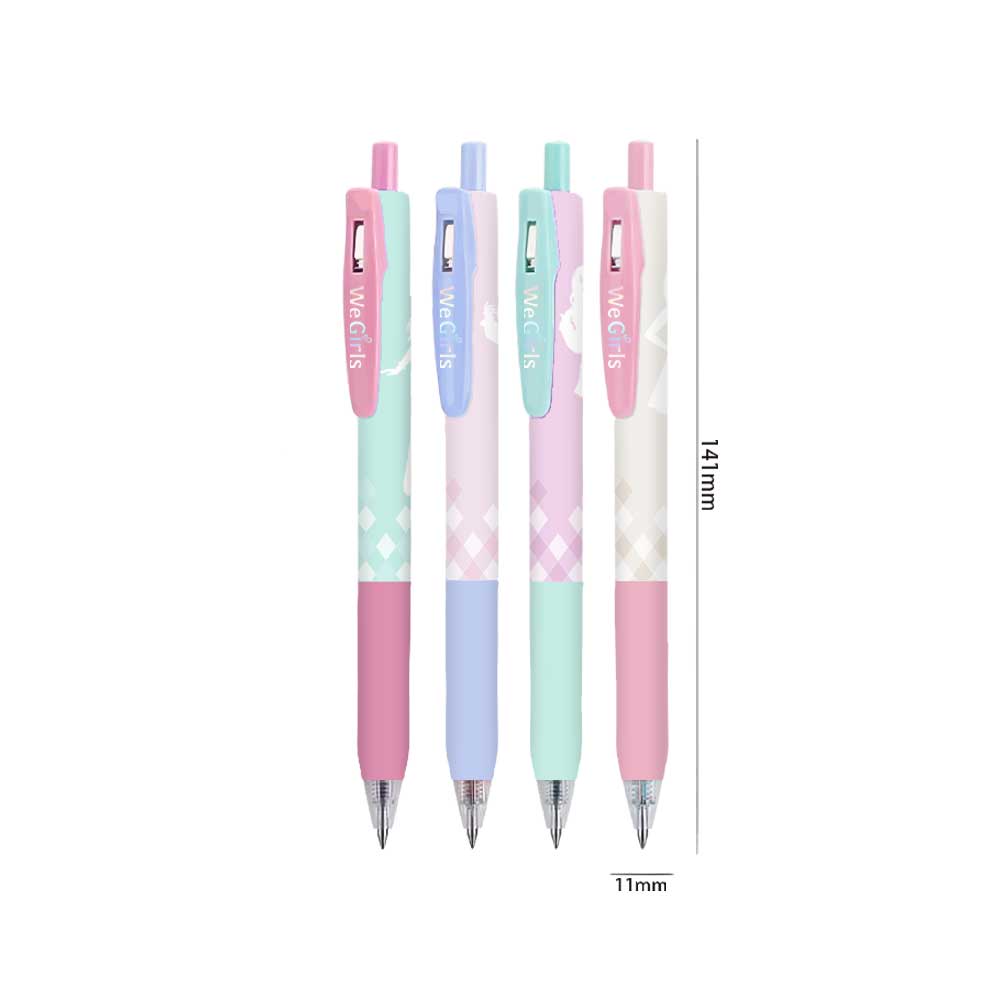 WeGirls retractable ballpoint pen for kids - smooth black ink with cute pastel colored barrel