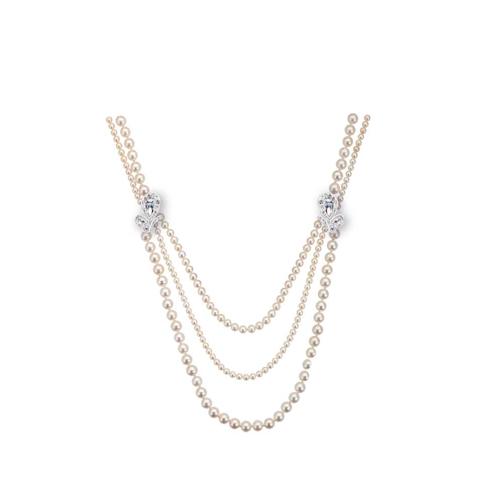WeGirls triple-strand pearl performance necklace - graduated sizing for stage presence and formal wear