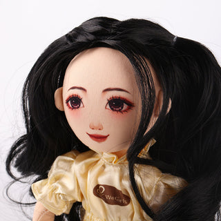 Side profile close-up showing Wanru doll's delicate facial features