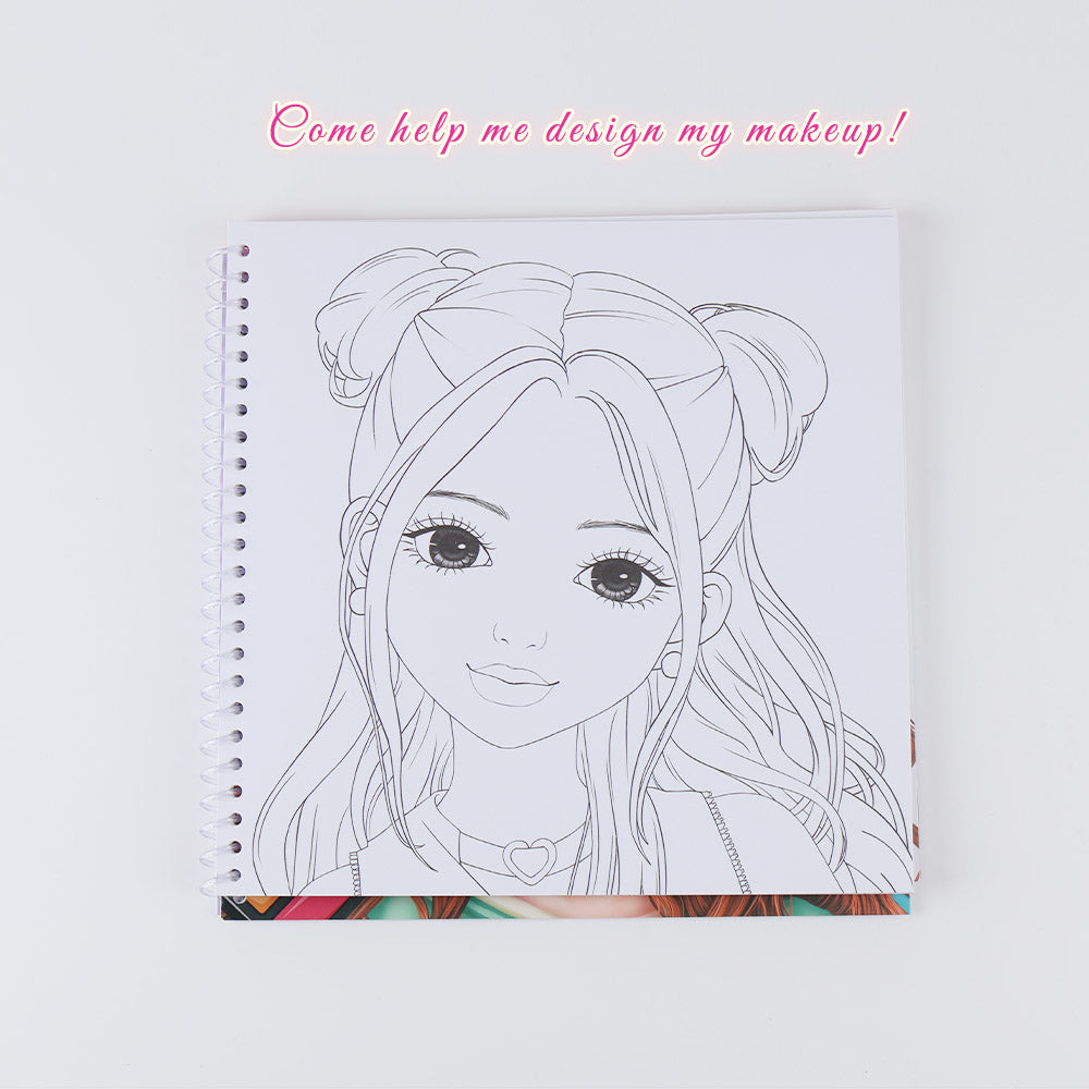 WeGirls Wanru Makeup Line Art Coloring Page - Printable Template for Girls to Design Custom Cosmetic Looks