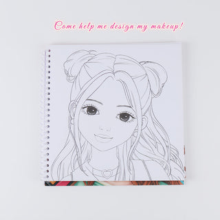 WeGirls Wanru Makeup Line Art Coloring Page - Printable Template for Girls to Design Custom Cosmetic Looks