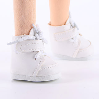 Detailed close-up of Yufei doll's stylish white sneakers with realistic design